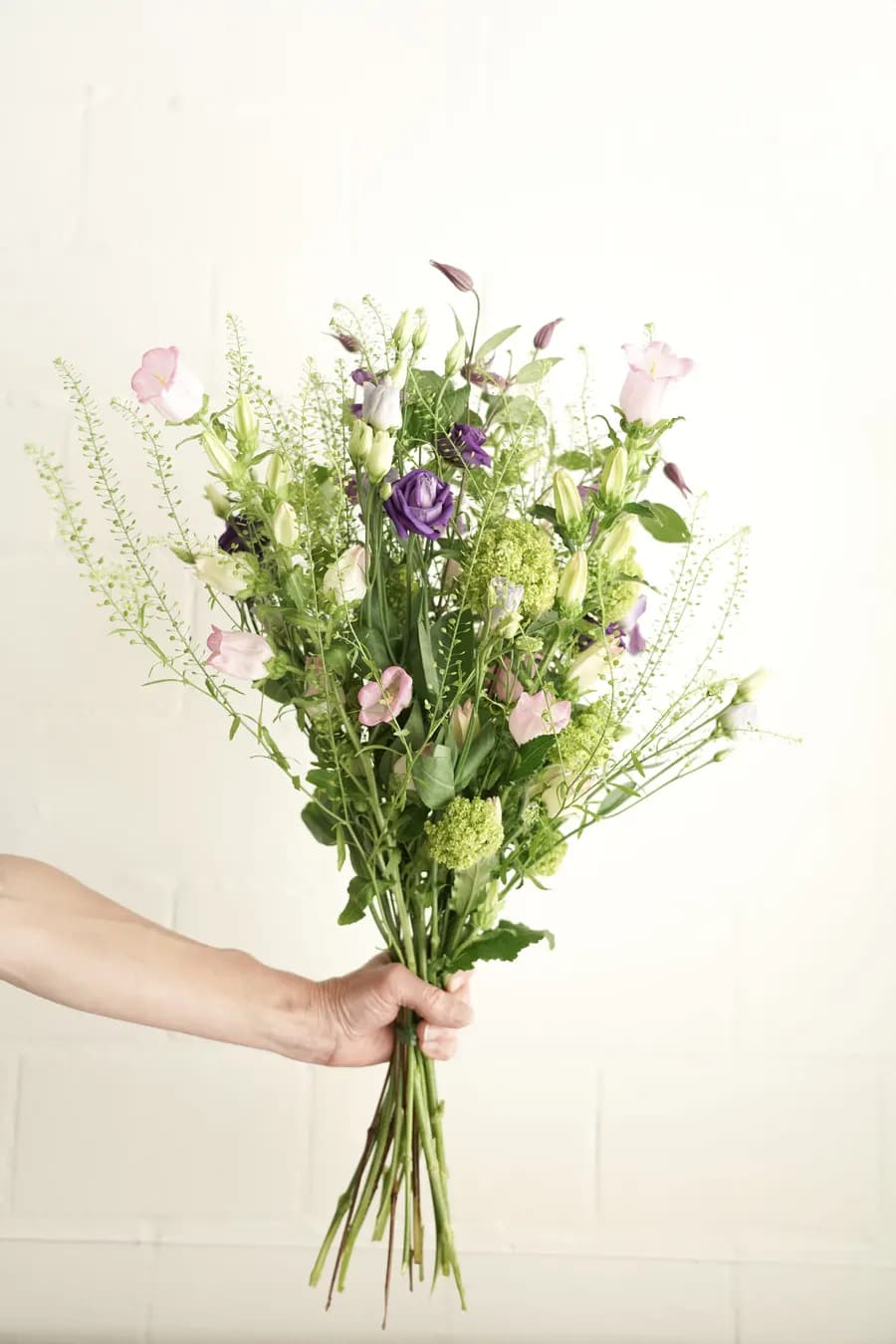 Ein Strauss Tulpen in der Hand